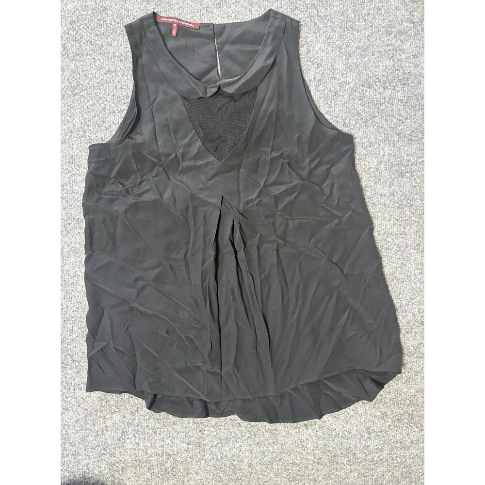 Comptoir Des Cotonniers Blouse Womens 36 Black Sleeveless Silk Pleated Casual